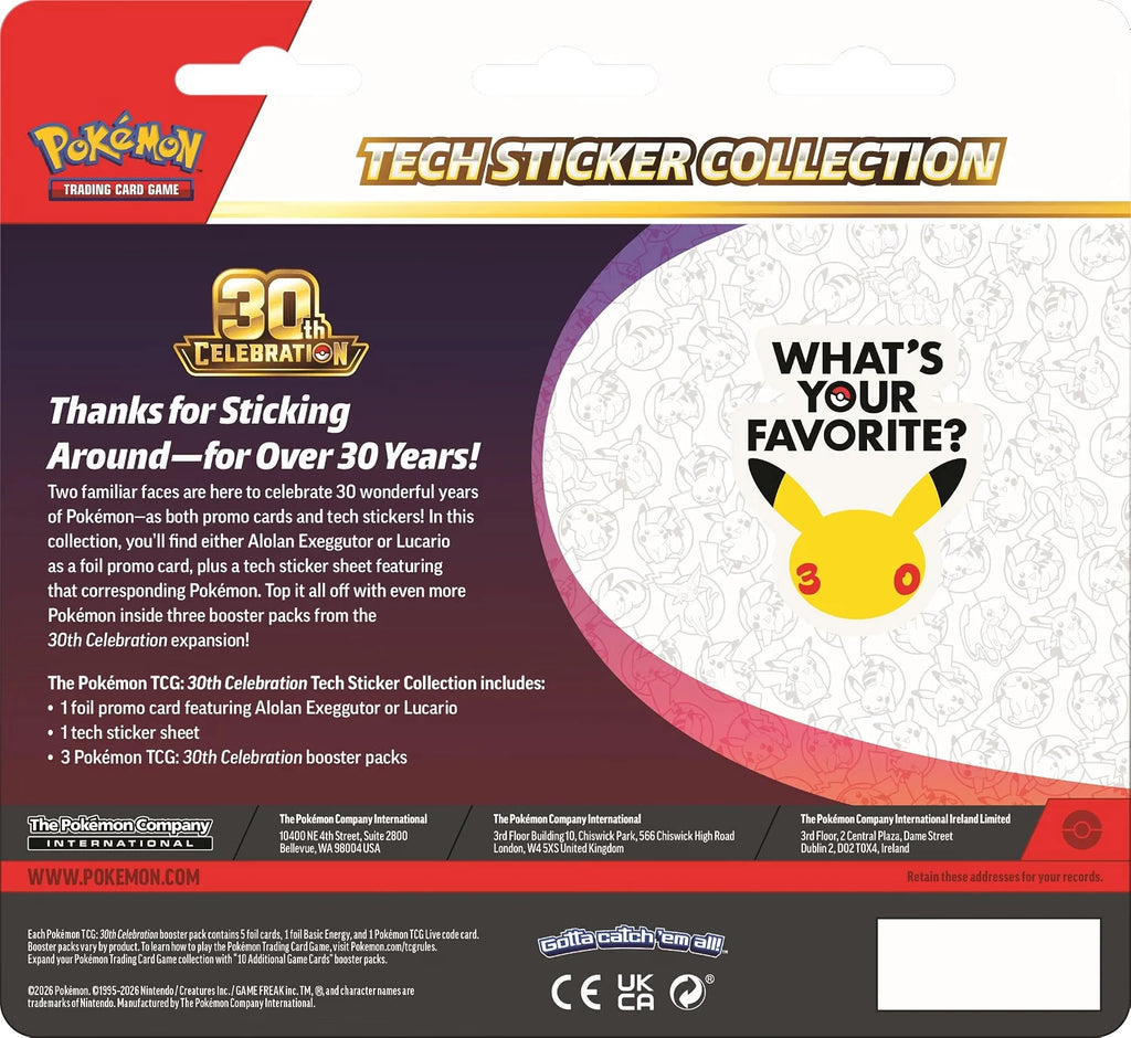 Pokemon TCG | 30th Celebration - Tech Sticker Collection Lucario
